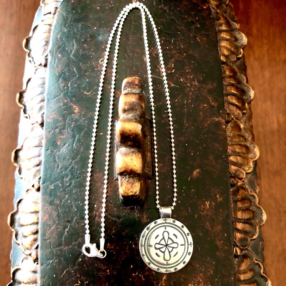 Round Disk Sterling Silver Pendant with Chain